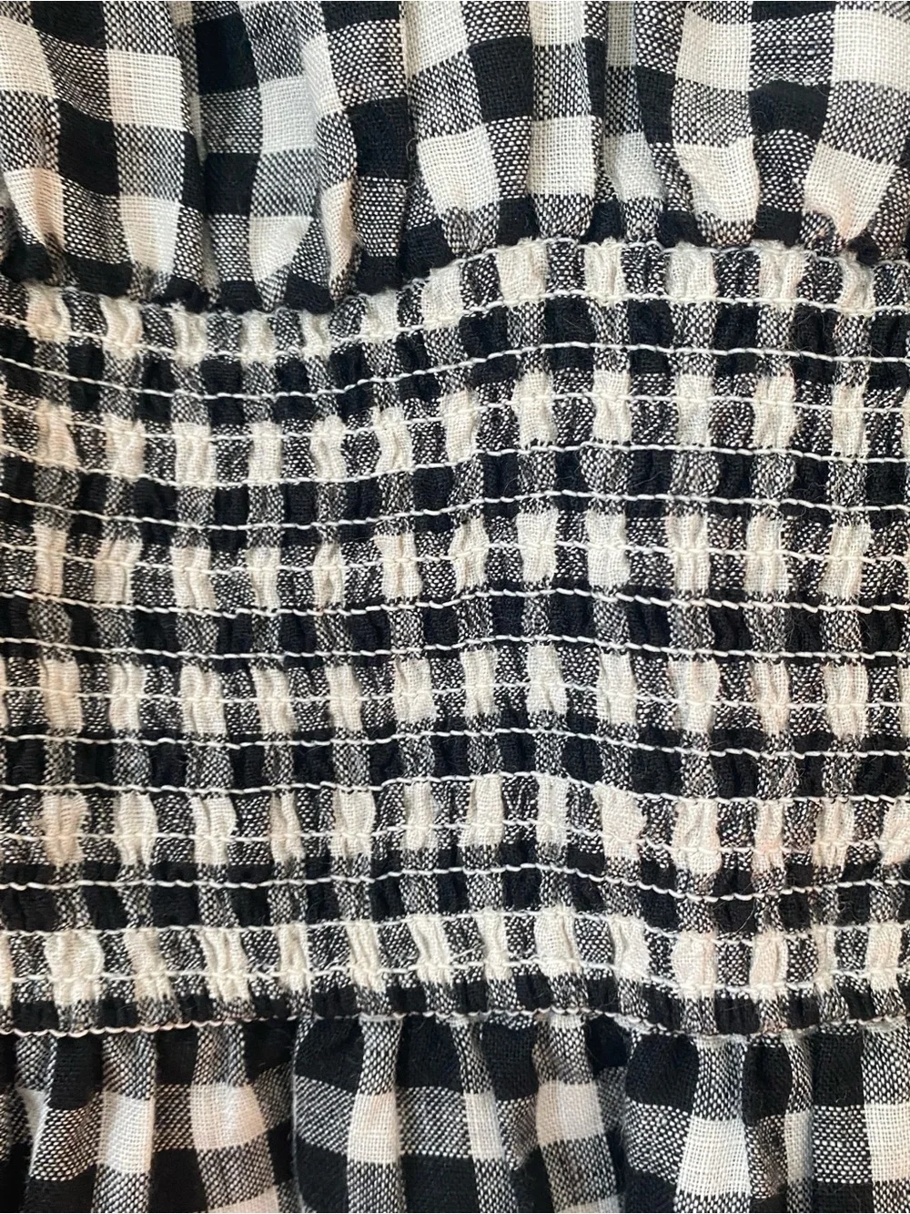 J.Crew 100% Linen Gingham Smocked Puff Sleeve Midi Dress XS